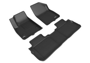 GMC Acadia Floor Mats - Front + Rear - 3D MAXpider - Kagu - Black - `17-`23